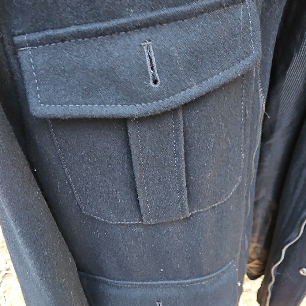 Vintage Express Men's Size Large Military Style Wool Black Field Jacket Coat - Picture 12 of 17